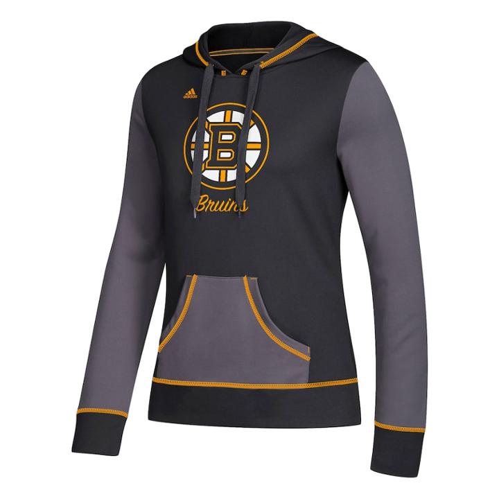 Women's Adidas Boston Bruins Script Pullover Hoodie, Size: Small, Black