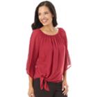 Women's Apt. 9&reg; Tie Front Textured Top, Size: Large, Purple Oth