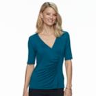 Petite Dana Buchman Faux-wrap Top, Women's, Size: Xl Petite, Dark Blue