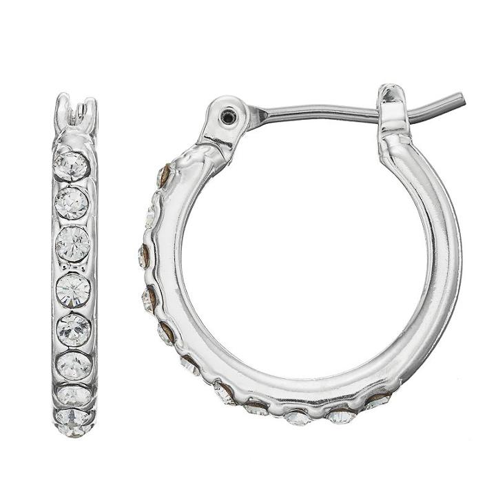 Dana Buchman Pave Hoop Earrings, Women's, Silver
