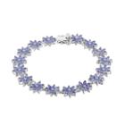 Sterling Silver Tanzanite & White Topaz Flower Bracelet, Women's, Size: 7.5, Blue