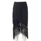Women's Wdny Black Faux-suede Fringe Skirt, Size: Small, Oxford