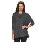 Women's Ab Studio Cowlneck Poncho Sweater, Size: Medium, Dark Grey