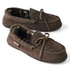 Muk Luks Men's Leather Berber Fleece Moccasin Slippers, Size: 9, Brown