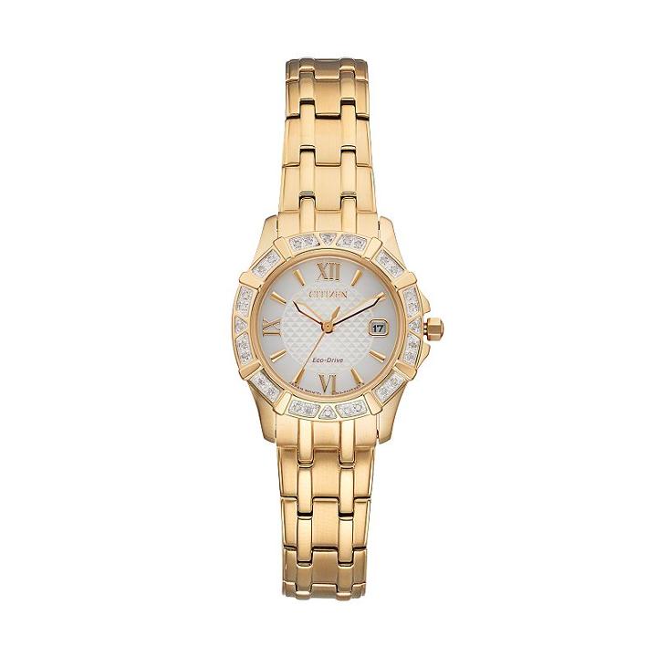 Citizen Eco-drive Women's Diamond Stainless Steel Watch, Yellow
