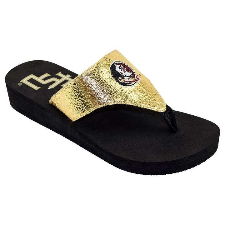 Women's Florida State Seminoles Shine Platform Flip-flops, Size: Medium, Gold