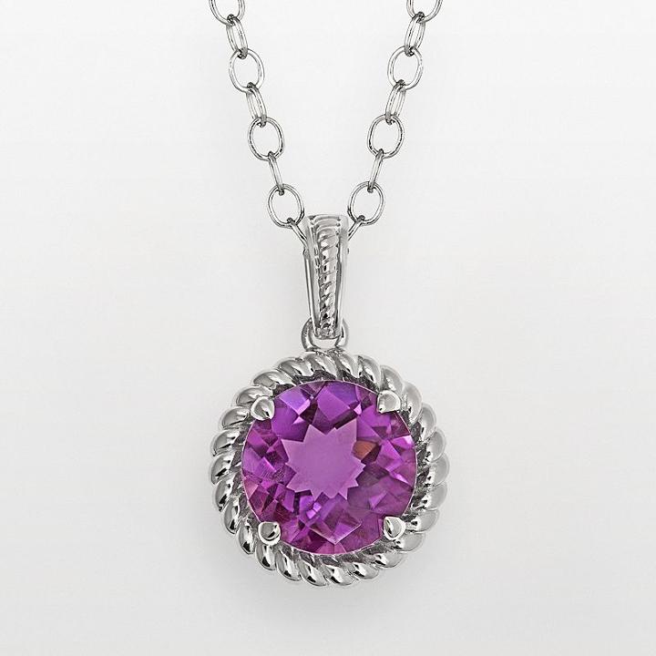 Sterling Silver Amethyst Twist Halo Pendant Necklace, Women's, Size: 18, Purple