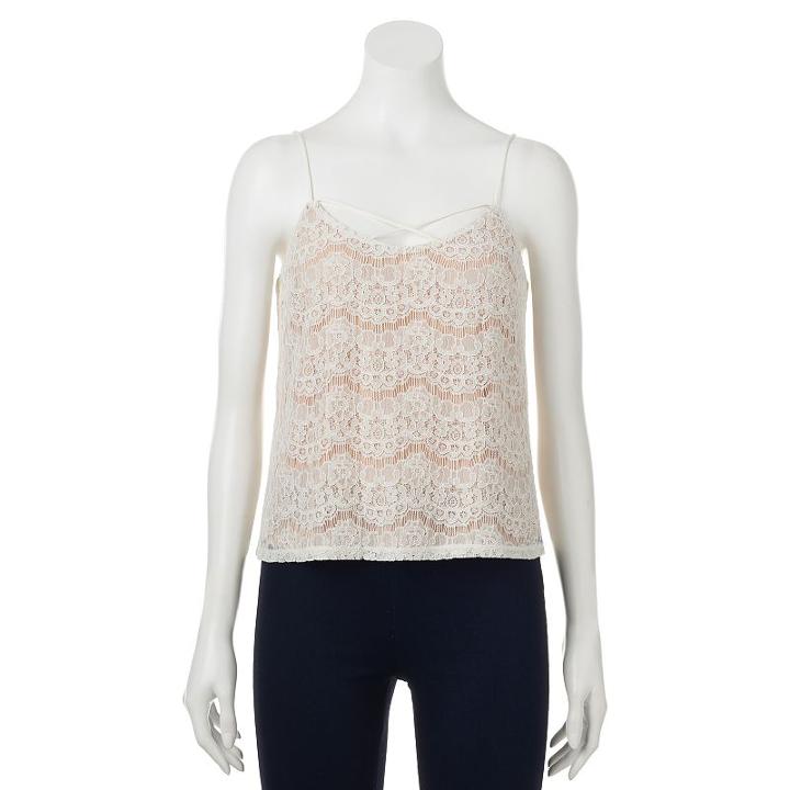 Juniors' Love, Fire Criss-cross Lace Camisole, Teens, Size: Xs