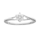 I Promise You 1/10 Carat T.w. Diamond Sterling Silver Flower Promise Ring, Women's, Size: 6, White