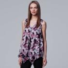 Women's Simply Vera Vera Wang Floral Draped Tank, Size: Small, Dark Red