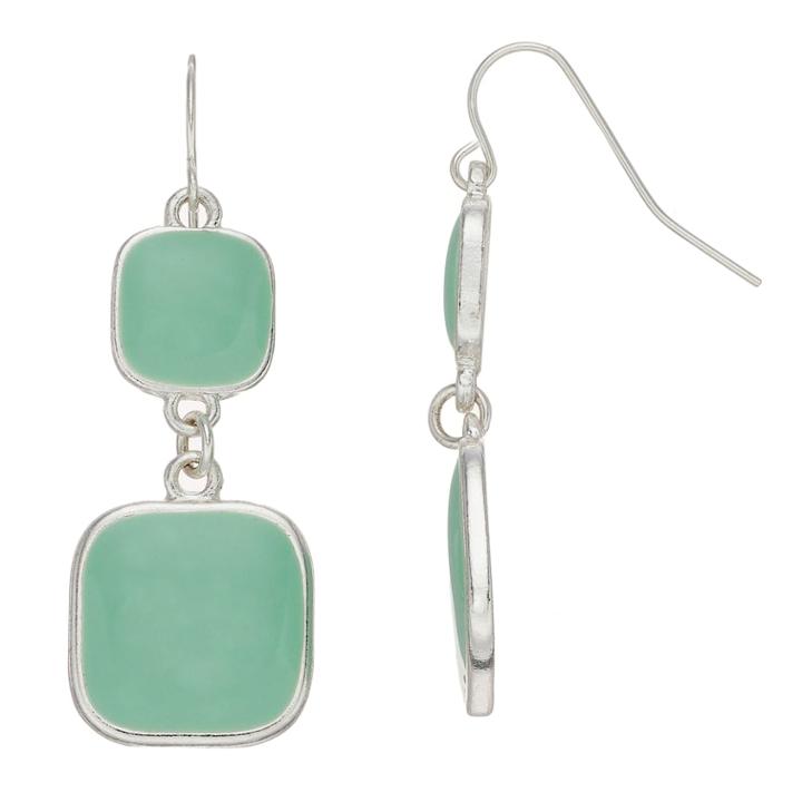 Colorful Square Nickel Free Drop Earrings, Women's, Med Green