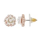 Lc Lauren Conrad White Flower Halo Stud Earrings, Women's