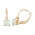 10k Gold Round-cut Lab-created Opal & White Zircon Leverback Earrings, Women's