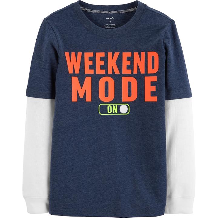 Boys 4-12 Carter's Weekend Mode Mock Layer Graphic Tee, Size: 8, Light Grey