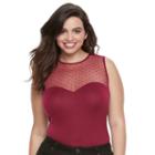Juniors' Plus Size Candie's&reg; Sweetheart Illusion Bodysuit, Teens, Size: 3xl, Red
