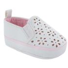 Baby Girl Wee Kids Flower Cut-out Slip-on Crib Shoes, Size: 2, White