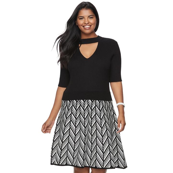 Juniors' Plus Size Candie's&reg; Choker Neck Skater Dress, Teens, Size: 2xl, Oxford