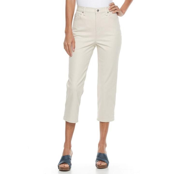 Women's Gloria Vanderbilt Amanda Capri Jeans, Size: 8, Lt Beige