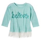 Girls 7-16 Miss Chievous 3/4-length Drop-shoulder Lace Hem Verb Top, Girl's, Size: Large, Green Oth