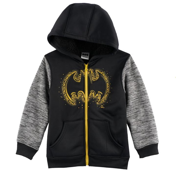 Boys 4-7 Dc Comics Batman Marled Logo Zip Hoodie, Size: L 7, Grey (charcoal)