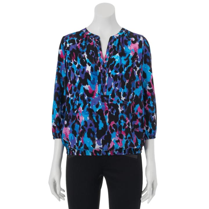 Dana Buchman Pintuck Banded-bottom Top - Women's, Size: Xs, Black