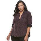 Plus Size Rock & Republic&reg; Cuffed Shirt, Women's, Size: 3xl, Pink