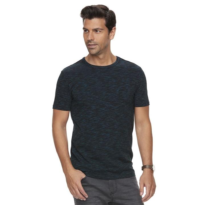 Men's Marc Anthony Slim-fit Texture-striped Stretch Crewneck Tee, Size: Xxl, Black