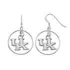 Dayna U Kentucky Wildcats Sterling Silver Logo Charm Hoop Drop Earrings, Women's, Grey