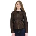 Women's Mo-ka Embossed Faux-leather Jacket, Size: Small, Brown