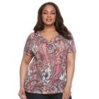 Plus Size Napa Valley Paisley V-neck Tee, Women's, Size: 1xl, Red