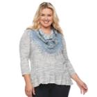 Plus Size World Unity Peplum Top & Scarf Set, Women's, Size: 0x, White