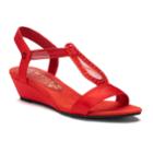 New York Transit Advanced One Women's Strappy Wedge Sandals, Size: 8.5 Wide, Red