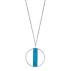 Long Simulated Turquoise Bar Circle Pendant Necklace, Women's, Silver