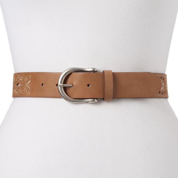 Women's & Plus Size Relic Embroidered & Perforated Belt, Size: Small, Lt Brown