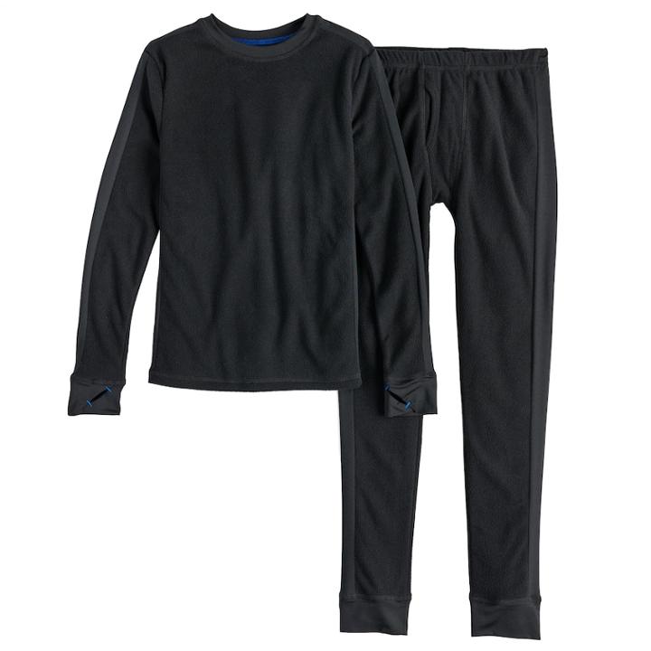 Boys 4-18 Cuddl Duds Microfleece 2-piece Baselayer Set, Size: 6-7, Black