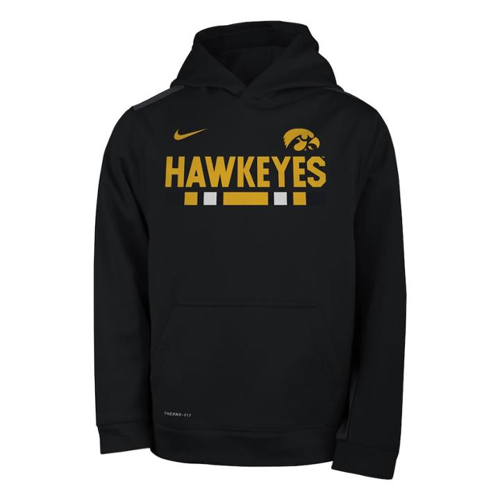 Boys 8-20 Nike Iowa Hawkeyes Therma-fit Hoodie, Size: L 14-16, Black