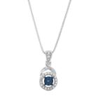 Sterling Silver 1/8 Carat T.w. Diamond Circle Halo Pendant Necklace, Women's, Size: 18, Blue