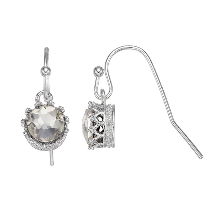 Lc Lauren Conrad Crown-set Simulated Crystal Nickel Free Drop Earrings, Women's, Silver