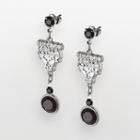 Chicago Bulls Silver Tone Crystal Drop Earrings, Women's, Black