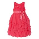 American Princess Soutasche Sequin Ruffled Dress - Girls 7-16, Size: 10, Med Pink