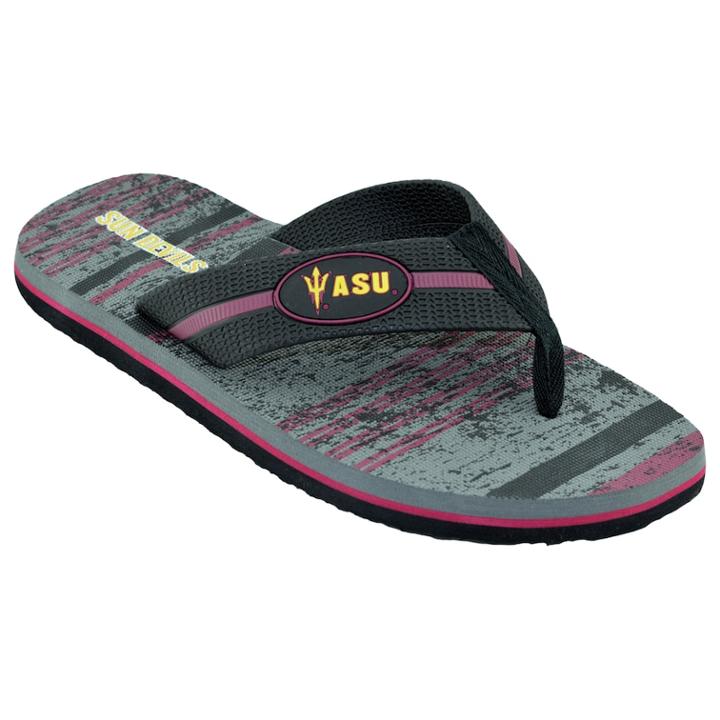 Men's Arizona State Sun Devils Striped Flip Flop Sandals, Size: Large, Black