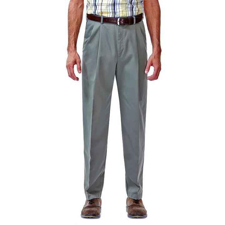 Men's Haggar&reg; Work To Weekend&reg; Classic-fit Pleated Expandable Waist Pants, Size: 30x32, Green