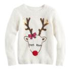 Girls 7-16 & Plus Size It's Our Time Sequin Reindeer Fuzzy Ugly Christmas Sweater, Size: Small, Lt Beige
