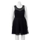 Juniors' Plus Size Wrapper Lace V-back Skater Dress, Girl's, Size: 2xl, Black