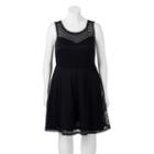 Juniors' Plus Size Wrapper Lace V-back Skater Dress, Girl's, Size: 2xl, Black