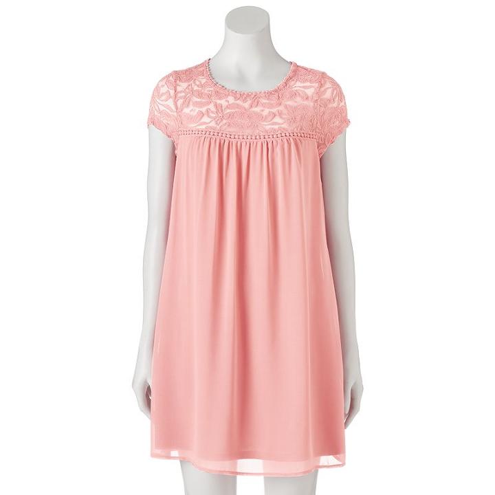 Juniors' Lily Rose Lace Yoke Swing Dress, Girl's, Size: Large, Pink Other