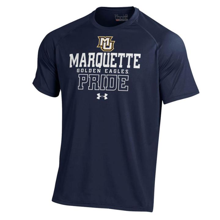 Men's Under Armour Marquette Golden Eagles Tech Tee, Size: Medium, Mrq Navy