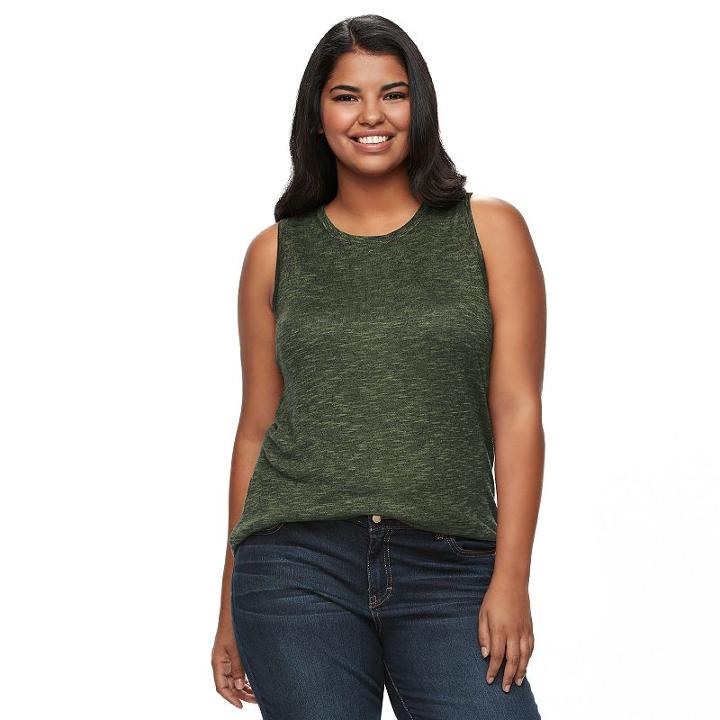 Juniors' Plus Size Mudd&reg; Muscle Tank Top, Girl's, Size: 3xl, Med Green