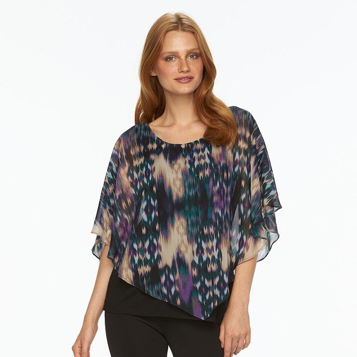 Women's Ab Studio Print Popover Top, Size: Small, Ovrfl Oth