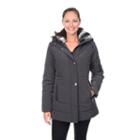 Women's Croft & Barrow&reg; Faux-fur Collar Quilted Stadium Jacket, Size: Large, Grey Other